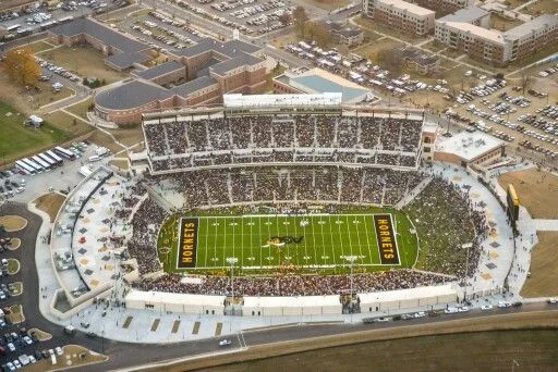 Aerial view of the Hornets' home stadium on a packed game day